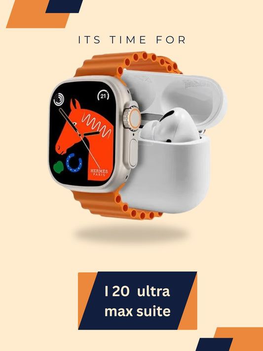 i20 Ultra 2 Max Suit – 10‑in‑1 Smartwatch & Earbuds Bundle